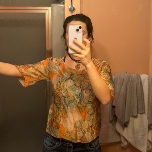 Italian silk shirt with colorful design